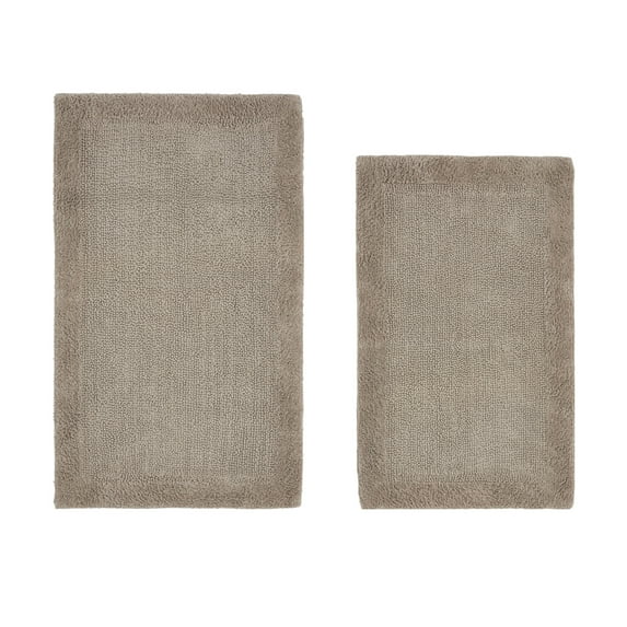 Better Trends Edge Sand 100% Cotton Reversible 2 Piece Bath Rug Set, 21" x 34" | 24" x 40"