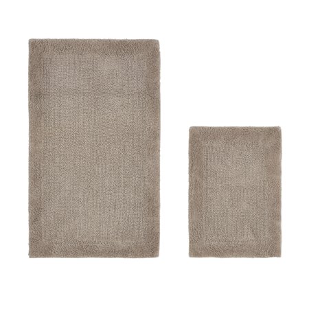 Better Trends Edge Sand 100% Cotton Reversible 2 Piece Bath Rug Set, 17" x 24" | 24" x 40"