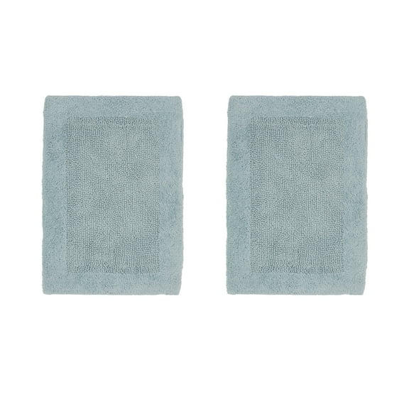 Better Trends Edge 100% Cotton 2 Piece Set (17" x 24" | 17" x 24") Bath Mat Rug - Blue