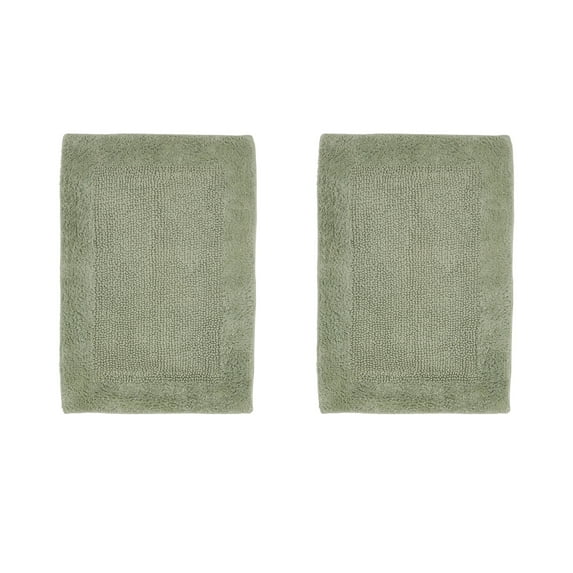 Better Trends Edge 100% Cotton 2 Piece Set (17" x 24" | 17" x 24") Bath Mat Rug - Sage
