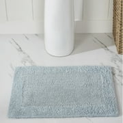 Better Trends 17" x 24" Premium Bathroom Rugs 100% Cotton Soft Reversible Tufted Bath Mat Water Absorbent Bath Rug Ideal for Bathroom Shower and Tub Use (Blue) Edge Collection