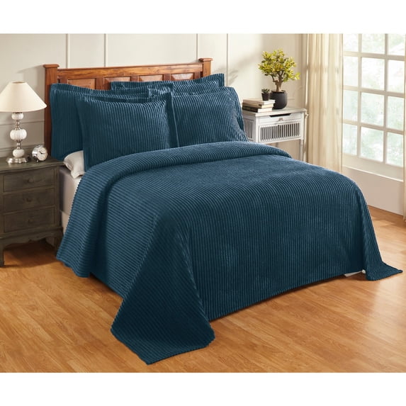 Better Trends 100% Cotton Stripe Bedspread Full/Double Teal All Seasons Jullian Collection