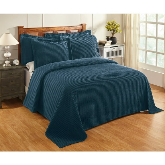 Better Trends 100% Cotton Stripe Bedspread Full/Double Teal All Seasons Jullian Collection