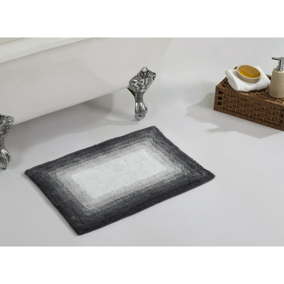 Better Trends 17" x 24" Bathroom Rug 100% Cotton Bath Rug Water Absorbent & Non Slip Bath Mat (Gray) Torrent Collection