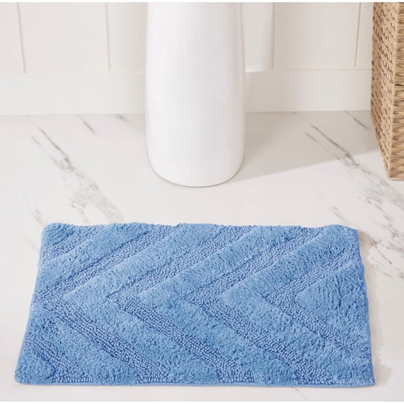 Better Trends 17" x 24" Bathroom Rugs 100% Cotton Soft Water Absorbent Non Slip Bath Mat Machine Washable Rug (Dark Blue) Hugo Collection