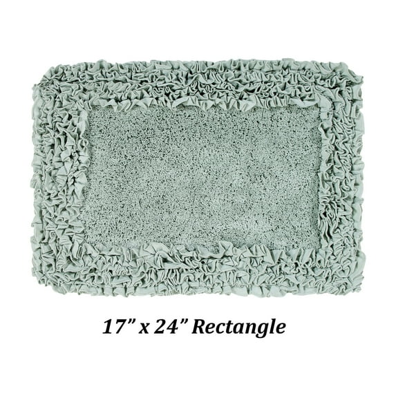 Better Trends 17" x 24" Premium Bathroom Rug 100% Cotton, Ultra Soft Bath Mat, Water Absorbent, Non-Slip Ruffle Border (Sage) Shaggy Border Collection