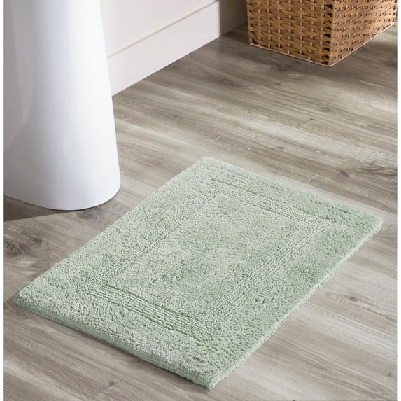 Better Trends 17" x 24" Premium Bathroom Rug Mat, 100% Cotton, Extra Soft Tufted Door Mat, Water Absorbent & Reversible Bath Mat (Dark Sage) Lux Collection