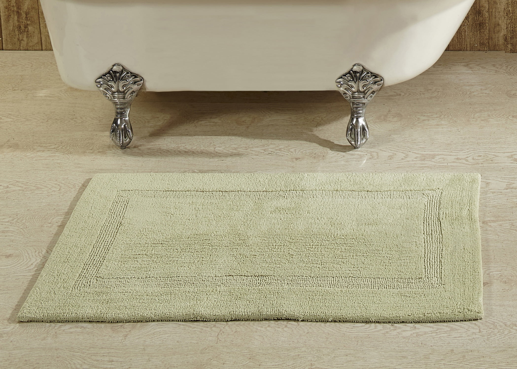 Sage Green Cotton Tufted Reversible Bath Rug, 17" x 24"