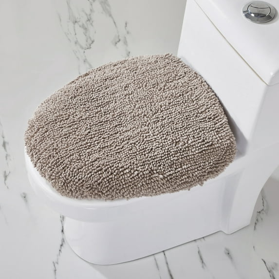 Better Trends 18" x 20" Toilet Lid Cover, 100% Cotton, Extra Soft Tufted Cover, Water Absorbent & Non Slip Bath Mat, (Beige) Granada Collection