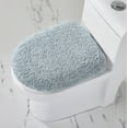 thumbnail image 1 of Better Trends 18"x20" Premium Toilet Lid Cover 100% Cotton Tufted Bathroom Rug Water Absorbent Reversible Machine Washable Blue - Edge Collection, 1 of 6