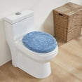thumbnail image 1 of Better Trends 18"x20" Premium Toilet Lid Cover 100% Cotton Tufted Bathroom Rug Water Absorbent Reversible Machine Washable Dark Blue - Edge Collection, 1 of 4