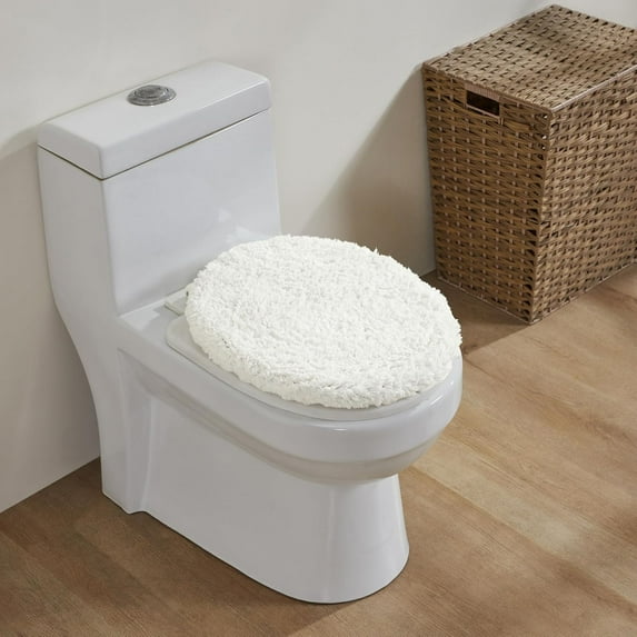 Better Trends 18"x20" Premium Toilet Lid Cover 100% Cotton Tufted Bathroom Rug Water Absorbent Reversible Machine Washable Ivory - Edge Collection