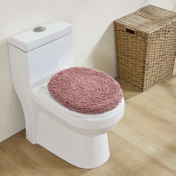 Better Trends 18"x20" Premium Toilet Lid Cover 100% Cotton Tufted Bathroom Rug Water Absorbent Reversible Machine Washable Pink - Lux Collection
