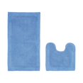 thumbnail image 1 of Better Trends 2 Piece Premium Bathroom Rug Set 100% Cotton Soft Tufted Reversible Bath Rug Water absorbent Bath Mat for Bathroom Shower and Tub Use, Edge Collection Dark Blue (20" x 20" | 24" x 40"), 1 of 5