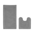 thumbnail image 1 of Better Trends 2 Piece Premium Bathroom Rug Set 100% Cotton Soft Tufted Reversible Bath Rug Water absorbent Bath Mat Ideal for Bathroom Shower and Tub Use, Edge Collection Gray (20" x 20" | 24" x 40"), 1 of 4