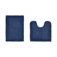 thumbnail image 1 of Better Trends 2 Piece Premium Bathroom Rug Set 100% Cotton Soft Tufted Reversible Bath Rug Water absorbent Bath Mat Ideal for Bathroom Shower and Tub Use, Edge Collection Navy (17" x 24" | 20" x 20"), 1 of 5