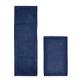 thumbnail image 1 of Better Trends 2 Piece Premium Bathroom Rug Set 100% Cotton Soft Tufted Reversible Bath Rug Water absorbent Bath Mat Ideal for Bathroom Shower and Tub Use, Edge Collection Navy (21" x 34" | 20" x 60"), 1 of 5