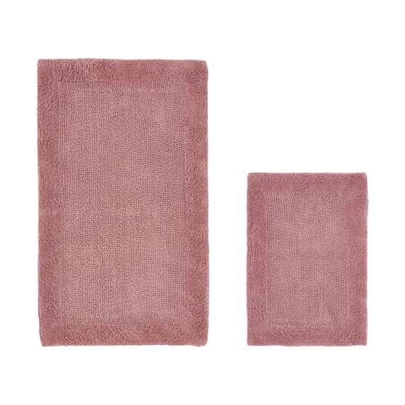 Better Trends 2 Piece Premium Bathroom Rug Set 100% Cotton Soft Tufted Reversible Bath Rug Water absorbent Bath Mat Ideal for Bathroom Shower and Tub Use, Edge Collection Pink (17" x 24" | 24" x 40")