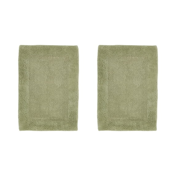 Better Trends 2 Piece Premium Bathroom Rug Set 100% Cotton Soft Tufted Reversible Bath Rug Water absorbent Bath Mat Ideal for Bathroom Shower and Tub Use, Edge Collection Sage (17" x 24" | 17" x 24")