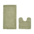thumbnail image 1 of Better Trends 2 Piece Premium Bathroom Rug Set 100% Cotton Soft Tufted Reversible Bath Rug Water absorbent Bath Mat Ideal for Bathroom Shower and Tub Use, Edge Collection Sage (20" x 20" | 24" x 40"), 1 of 4