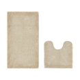 thumbnail image 1 of Better Trends 2 Piece Premium Bathroom Rug Set 100% Cotton Soft Tufted Reversible Bath Rug Water absorbent Bath Mat Ideal for Bathroom Shower and Tub Use, Edge Collection Sand (20" x 20" | 24" x 40"), 1 of 5