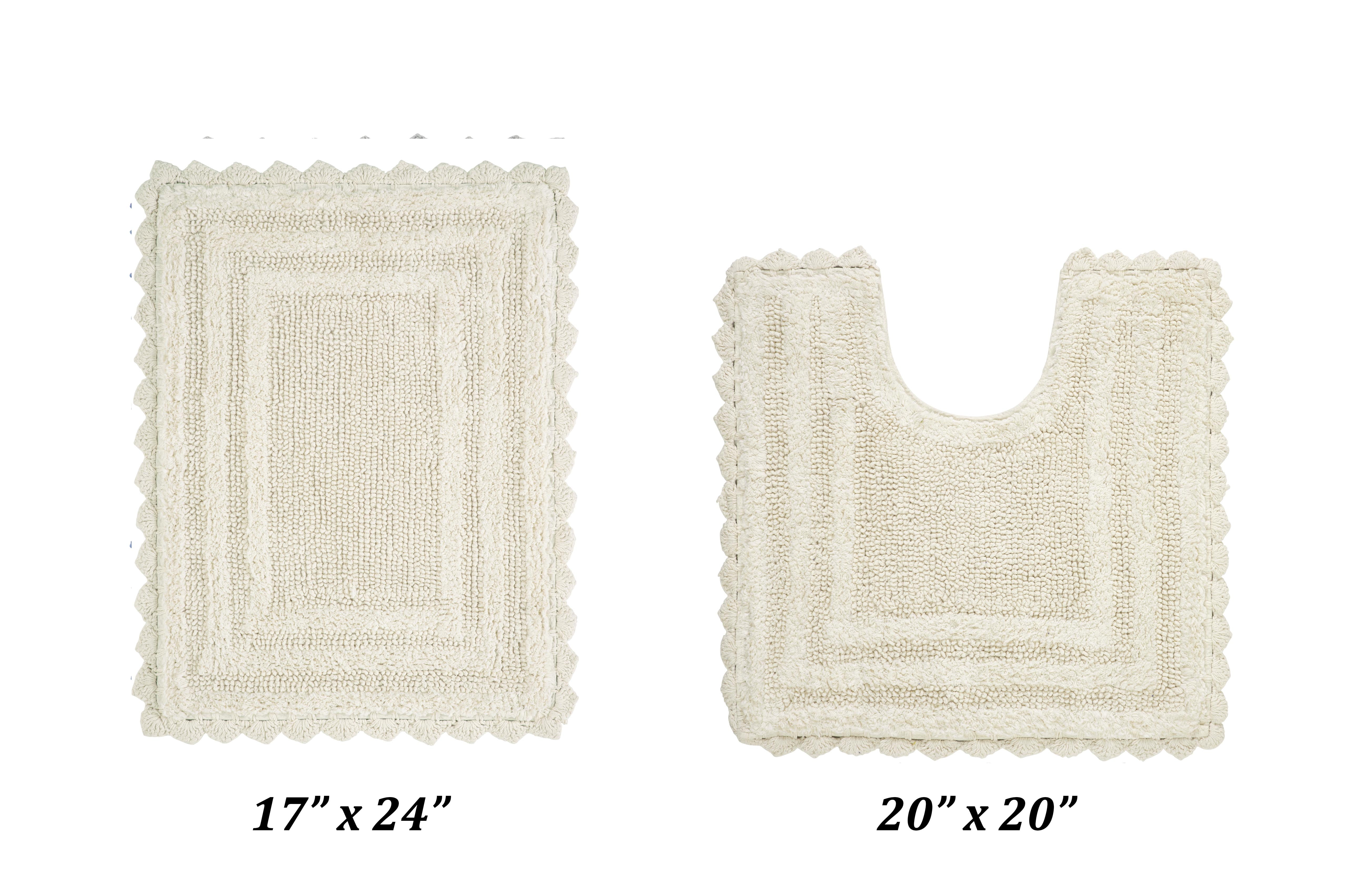Better Trends 2 Piece Bathroom Rugs Set 100% Cotton, Soft Tufted Bath Mat, Water Absorbent & Reversible Bath Rug (Ivory) Lilly Crochet Collection