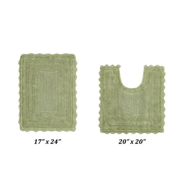 Better Trends 2 Piece Bathroom Rugs Set 100% Cotton, Soft Tufted Bath Mat, Water Absorbent & Reversible Bath Rug (Sage) Lilly Crochet Collection