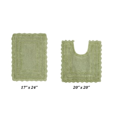 Better Trends 2 Piece Bathroom Rugs Set 100% Cotton, Soft Tufted Bath Mat, Water Absorbent & Reversible Bath Rug (Sage) Lilly Crochet Collection