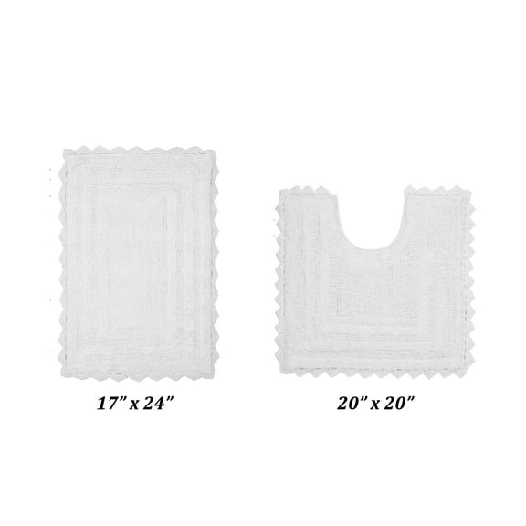 Better Trends 2 Piece Bathroom Rugs Set 100% Cotton, Soft Tufted Bath Mat, Water Absorbent & Reversible Bath Rug (White) Lilly Crochet Collection