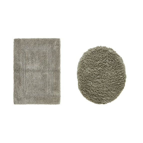 Better Trends 2 Piece Bathroom Rugs Toilet Lid Cover Set 100% Cotton Water Absorbent Reversible Mat Machine Washable Bath Rug for Bathroom Floor Decor Toilet Seat Covers 18"x20"|17"x24" Beige Lux