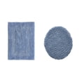 thumbnail image 1 of Better Trends 2 Piece Bathroom Rugs Toilet Lid Cover Set 100% Cotton Water Absorbent Reversible Mat Machine Washable Bath Rug for Bathroom Floor Decor Toilet Seat Covers 18"x20"|17"x24" Dark Blue Lux, 1 of 4
