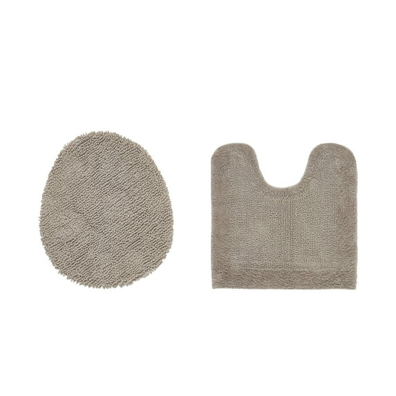 Better Trends 2 Piece Premium Bathroom Rug Set 100% Cotton Soft Tufted Reversible Bath Rug Water absorbent Bath Mat for Bathroom Shower and Tub Use, Edge Collection Beige (18" x 20" | 20" x 20")