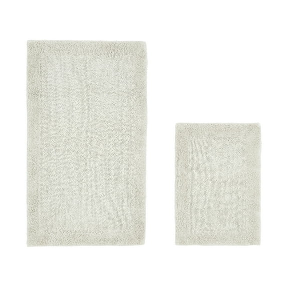 Better Trends 2 Piece Premium Bathroom Rug Set 100% Cotton Soft Tufted Reversible Bath Rug Water absorbent Bath Mat for Bathroom Shower and Tub Use, Edge Collection Ivory (17" x 24" | 24" x 40")