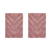 Better Trends 2 Piece Stylish Bathmat Set 100% Cotton 17" X 24" Bathroom Rug Water Absorbent Extra Soft Non-Slip Mat, Machine Washable for Shower Floor, Bathtub, Home Decor, Pink Hugo Collection