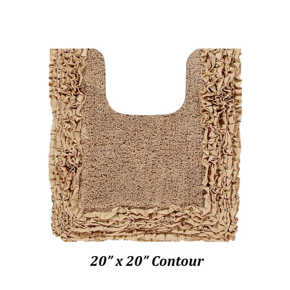 Better Trends 20" x 20" U-Shape Toilet Rug, 100% Cotton Bathroom Rug, Contour Mat, Water Absorbent, Non-Slip Bath Mat, Machine Washable, Beige Shaggy Border Collection