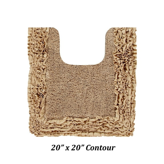 Better Trends 20" x 20" U-Shape Toilet Rug, 100% Cotton Bathroom Rug, Contour Mat, Water Absorbent, Non-Slip Bath Mat, Machine Washable, Beige Shaggy Border Collection