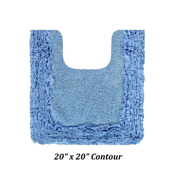 Better Trends 20" x 20" U-Shape Toilet Rug, 100% Cotton Bathroom Rug, Contour Mat, Water Absorbent, Non-Slip Bath Mat, Machine Washable, Blue Shaggy Border Collection