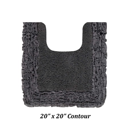 Better Trends 20" x 20" U-Shape Toilet Rug, 100% Cotton Bathroom Rug, Contour Mat, Water Absorbent, Non-Slip Bath Mat, Machine Washable, Gray Shaggy Border Collection