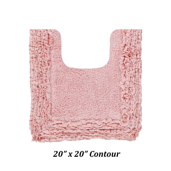 Better Trends 20" x 20" U-Shape Toilet Rug, 100% Cotton Bathroom Rug, Contour Mat, Water Absorbent, Non-Slip Bath Mat, Machine Washable, Pink Shaggy Border Collection