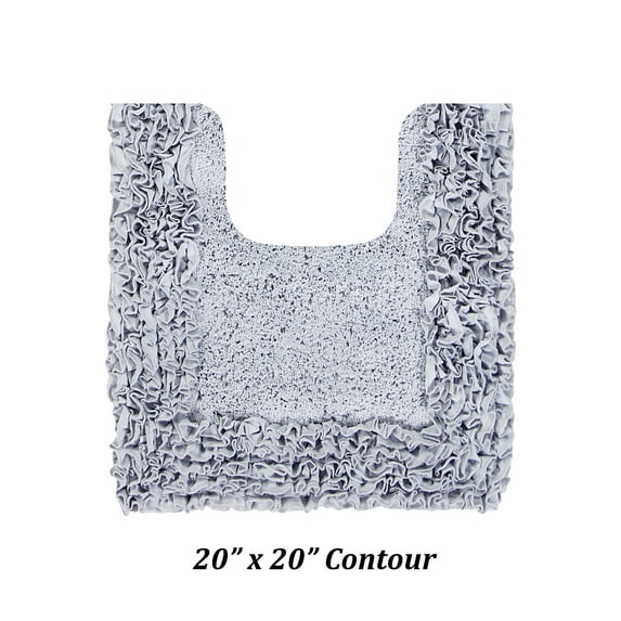 Better Trends 20" x 20" U-Shape Toilet Rug, 100% Cotton Bathroom Rug, Contour Mat, Water Absorbent, Non-Slip Bath Mat, Machine Washable, Silver Shaggy Border Collection
