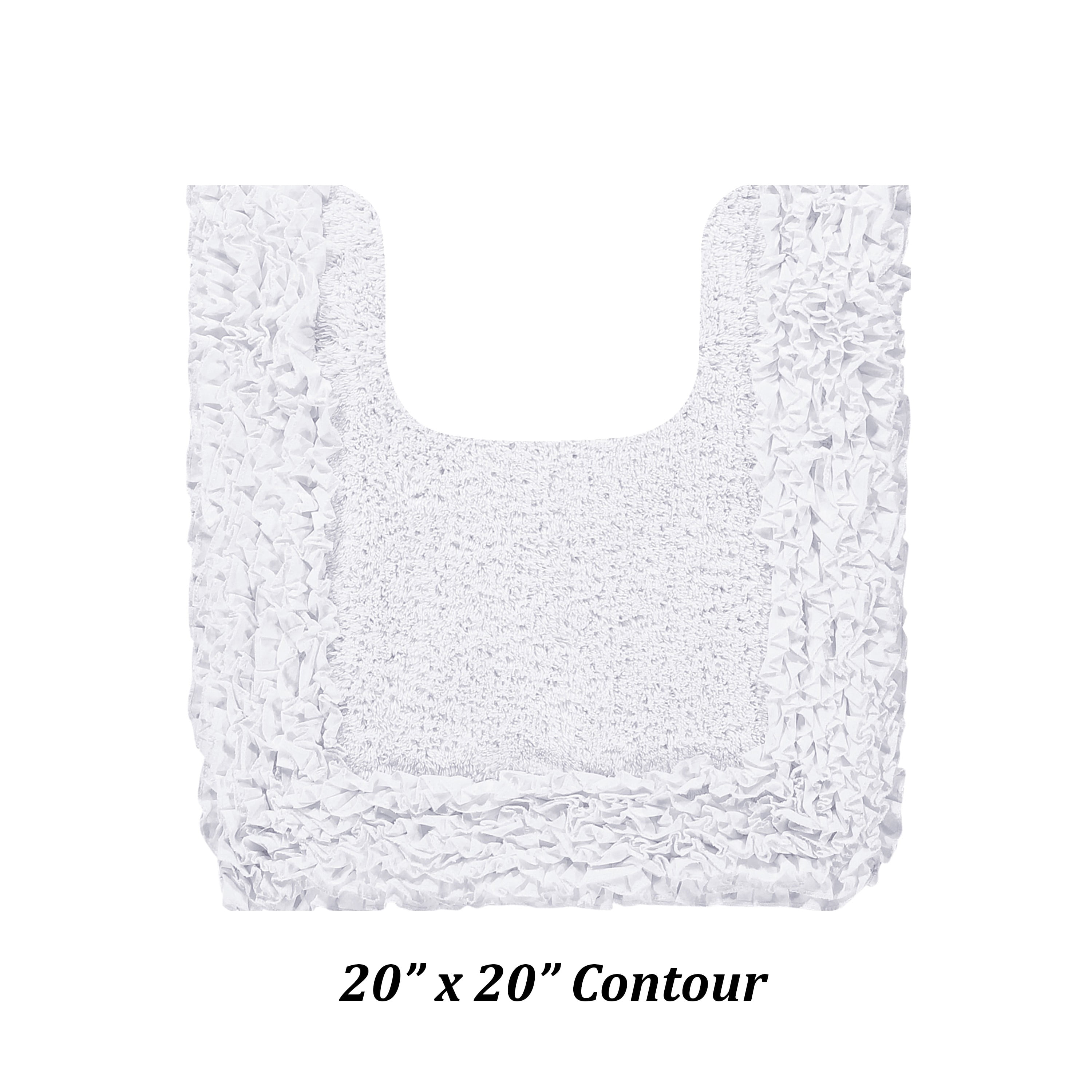 Better Trends 20" x 20" U-Shape Toilet Rug, 100% Cotton Bathroom Rug, Contour Mat, Water Absorbent, Non-Slip Bath Mat, Machine Washable, White Shaggy Border Collection