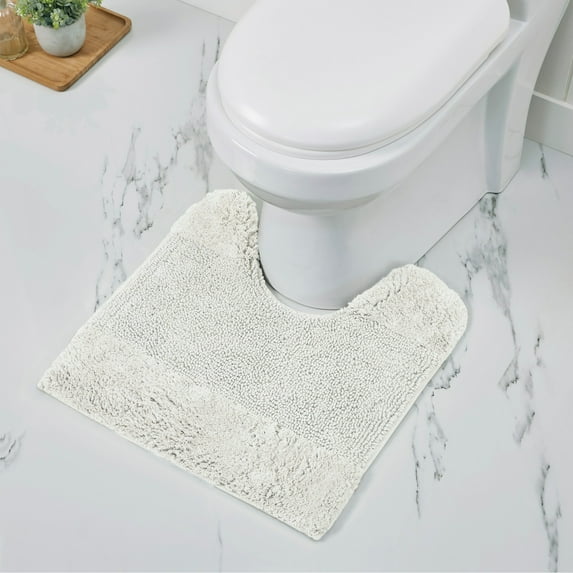 Better Trends 20" x 20" U-Shape Toilet Rug 100% Cotton Non Slip Tufted Contour Bath Mat, Water Absorbent Bathroom Rug (Ivory) Granada Collection