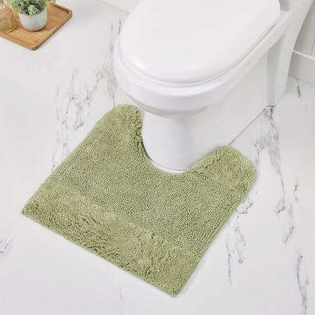 Better Trends 20" x 20" U-Shape Toilet Rug 100% Cotton Non Slip Tufted Contour Bath Mat, Water Absorbent Bathroom Rug (Sage) Granada Collection