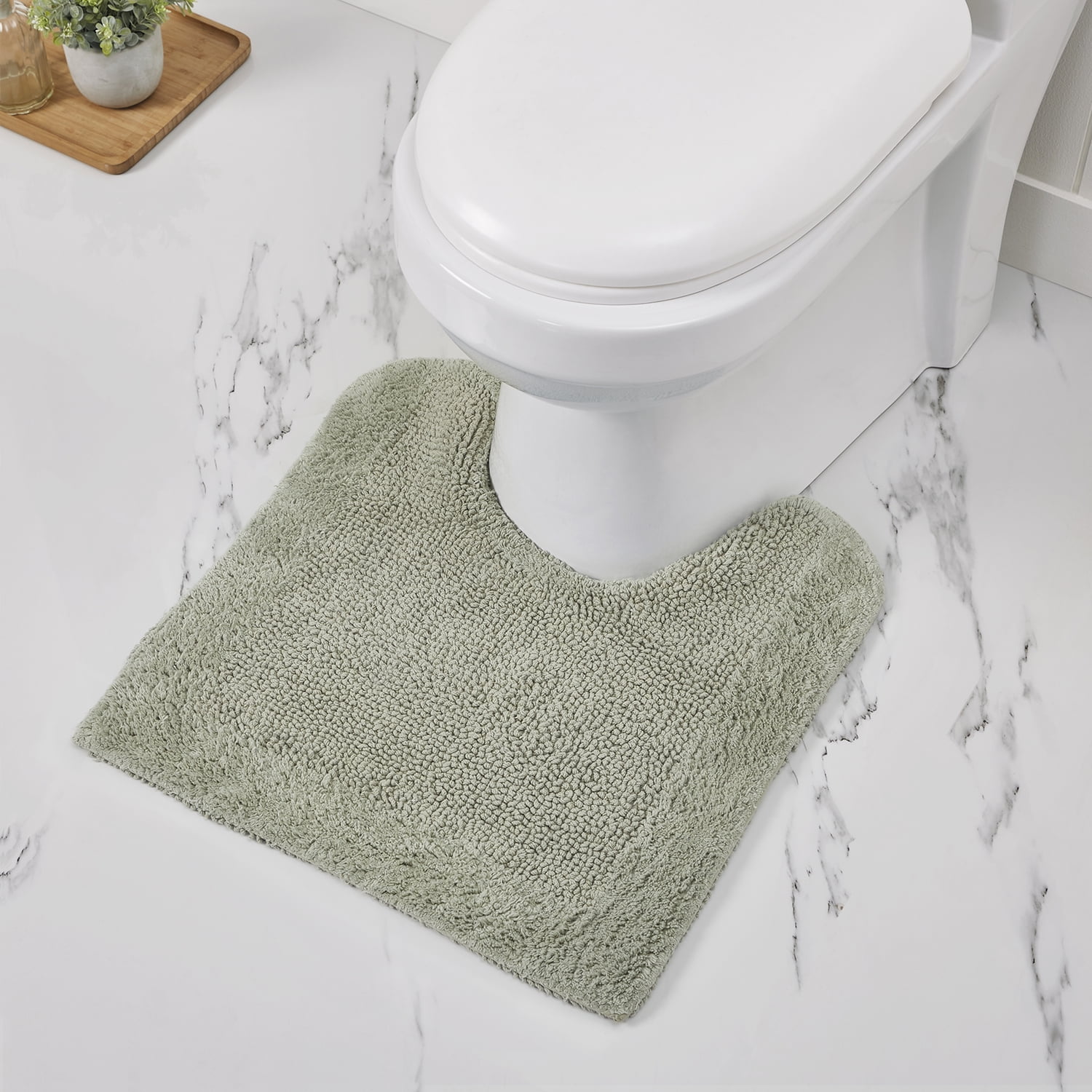 Dark Sage 20" x 20" Cotton Reversible Contour Bath Rug