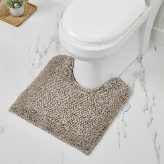 Better Trends 20" x 20" U-Shape Toilet Rug, 100% Cotton Soft Reversible Tufted Bathroom Rug, Contour Mat, Water Absorbent, Machine Washable, Toilet Base Rug (Beige) Edge Collection