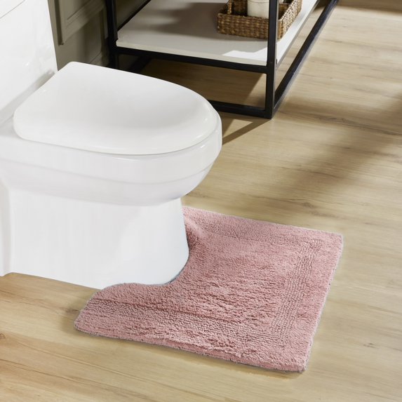 Better Trends 20" x 20" U-Shape Toilet Rug, 100% Cotton Tufted Bathroom Rug, Contour Mat, Water Absorbent, Reversible, Machine Wash (Pink) Lux Collection