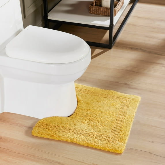 Better Trends 20" x 20" U-Shape Toilet Rug, 100% Cotton Tufted Bathroom Rug, Contour Mat, Water Absorbent, Reversible, Machine Wash (Yellow) Lux Collection