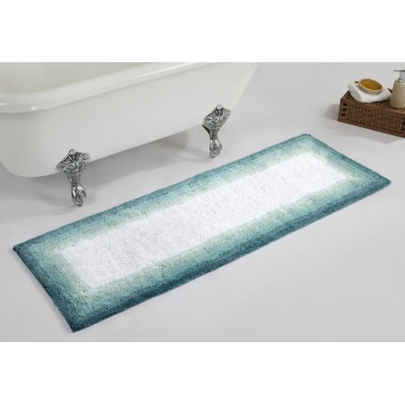 Better Trends 20" x 60" Bathroom Runner Mat 100% Cotton, Extra Soft Tufted Bath Rug, Water Absorbent & Non Slip Bath Mat, Turquoise Torrent Collection
