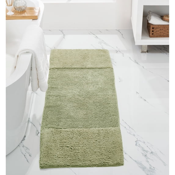 Better Trends 20" x 60" Bathroom Runner Mat 100% Cotton, Extra Soft Tufted Bath Rug, Water Absorbent & Non Slip, Solid Pattern, Sage Granada Collection