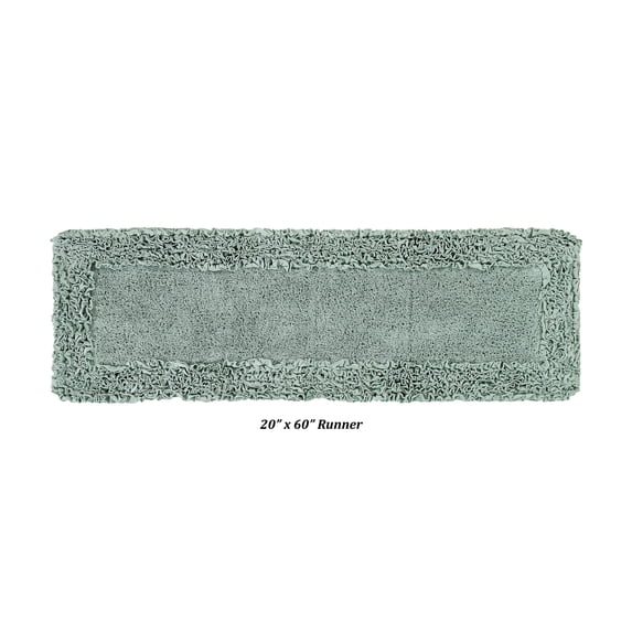 Better Trends 20" x 60" Bathroom Runner Mat, 100% Cotton Non-Slip Bath Rug, Water Absorbent, Machine Washable for Bathroom and Shower Use, Sage Shaggy Border Collection